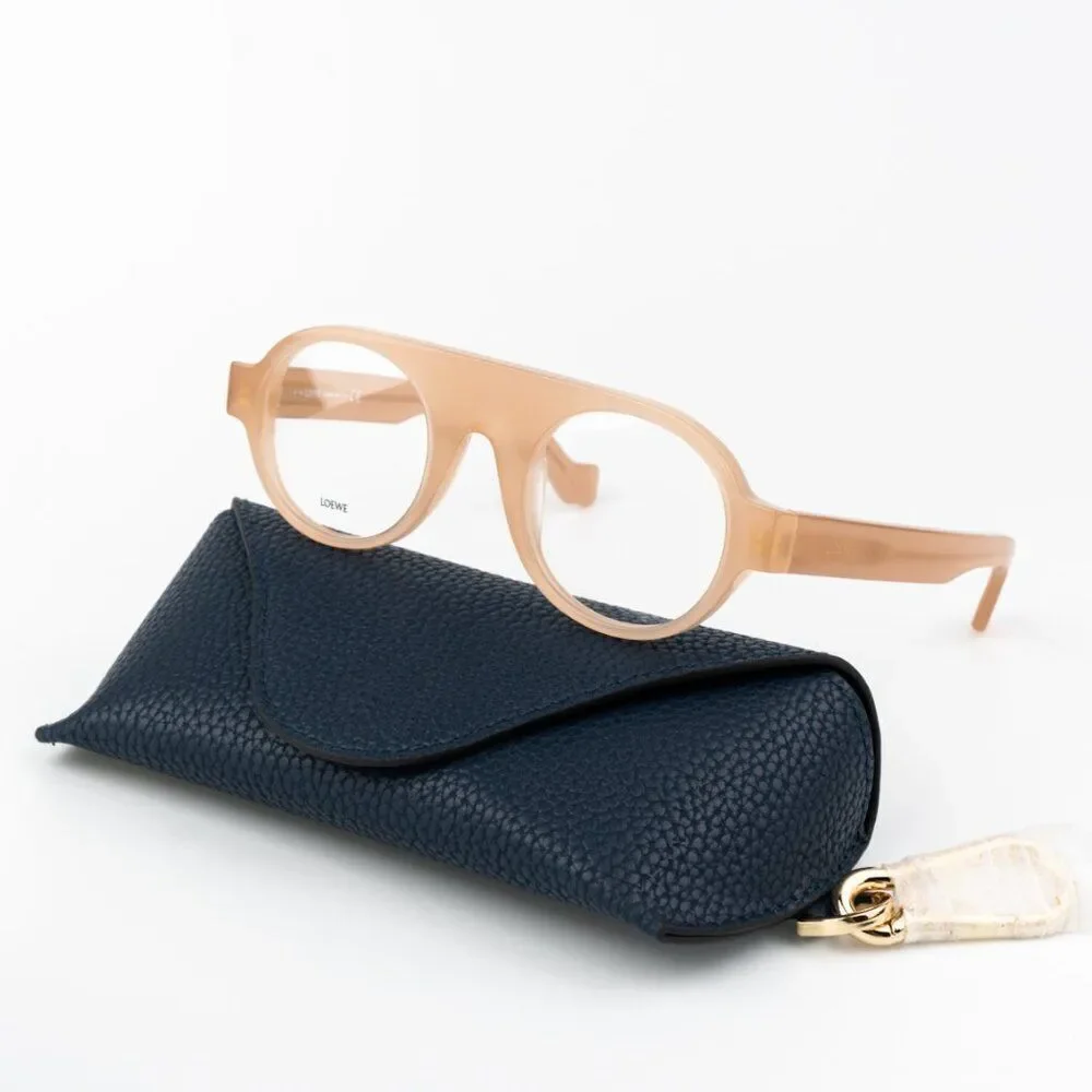 Loewe Women Eyeglasses Shiny Light Pink Demo Round LW50009I 072 BRAND NEW